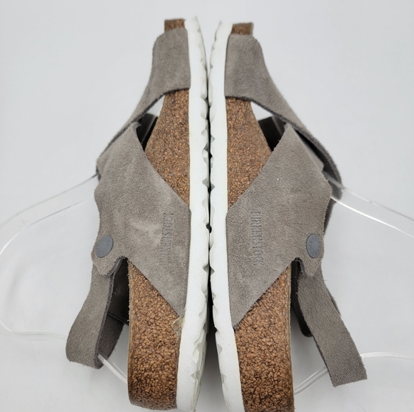 Birkenstock Tulum Stone Beige Coin Suede Soft Footbed Regular Sz EU 37 US 6.5 - Picture 9 of 11